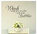 Edtoy Wash Away Your Troubles Bathroom Bedroom Quote PVC Wall Art Decal Sticker Black
