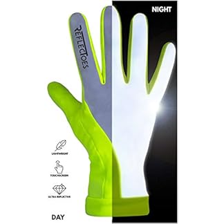 ReflecToes Fluorescent Reflective Running Gloves are best for running in a night or dark cold weather. The gloves are lightweight, Touchscreen friendly, and Ultra Reflective.