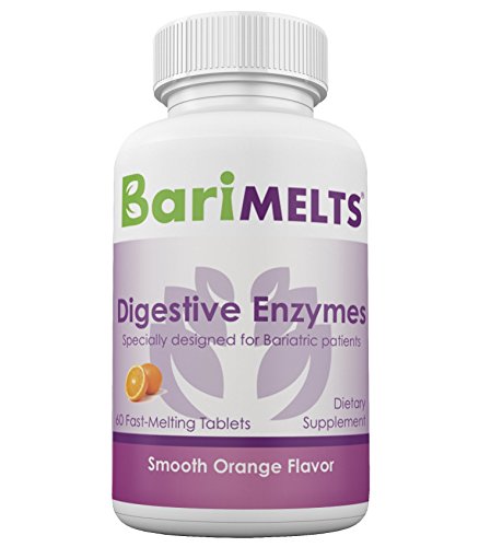BariMelts Digestive Enzymes, Dissolving Bariatric Vitamins, Zero Sugar, Natural Mocha Flavor, GMO-Free Fast Melting Tablets, Gluten-Free Chewable Supplement for WLS