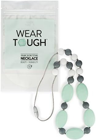 Baby Teething Necklace for Mom by Wear Tough (Stone Gray, Mint, Alpine Snow)