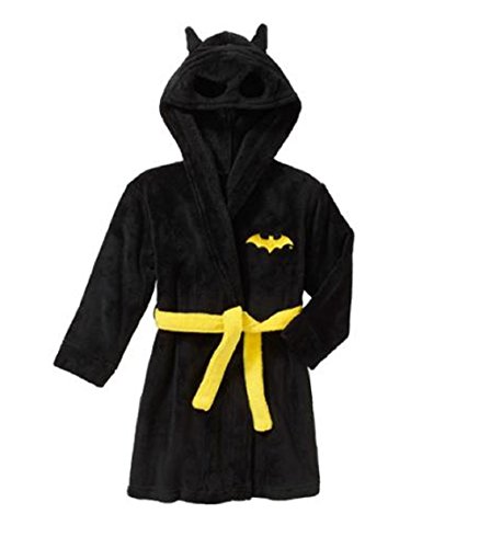 Batman Little Boys' Batman Hooded Fleece Robe, Black, 2T