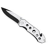 WHX Survival Folding Knife with Seatbelt Cutter and Glass Breaker Liner Lock Hunting Pocket Knife