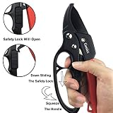 gonicc 8" Professional Ratchet Anvil Pruning Shears (GPPS-1011), Ratcheting Mechanism, Anvil Groove Design, Reinforced Design Handle, Garden Shears Clippers, Anvil Pruner, Hand Tools Scissors