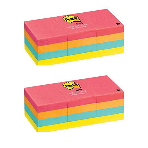 Post-it Notes, 1.5" x 2" Cape Town Collection, 12 Pads/Pack, 100 sheet/Pad - 2 Pack