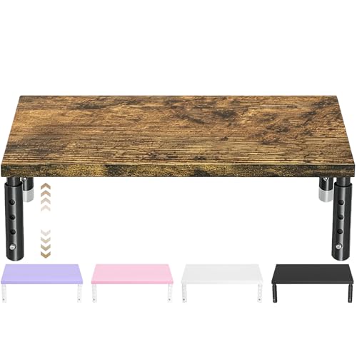 ECOLOVI Adjustable Wood Computer Monitor Stand Riser