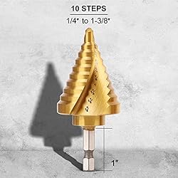 COMOWARE Hex Shank HSS Step Drill Bit with Two