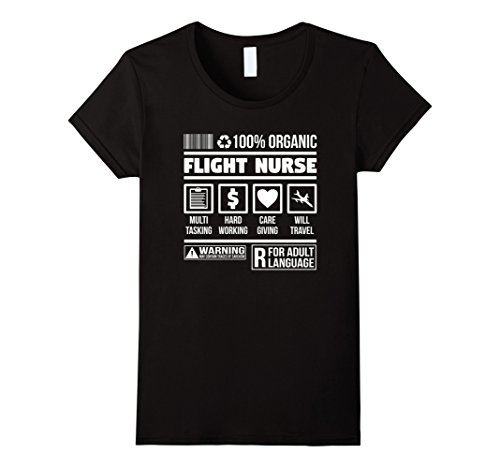 Womens Flight Nurse Ingredients | Funny Novelty EMS Gift T-Shirt Medium Black
