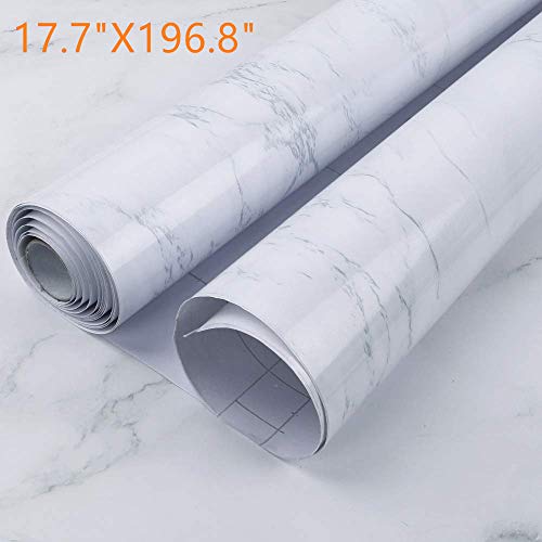 Hatoku Marble Contact Paper 17.71 inch X 196.85 inch Decorative Self-Adhesive Film Removable Granite Gray, White Roll Kitchen Countertop Cabinet Furniture is Renovated Thick Waterproof PVC - Thumbnail 7