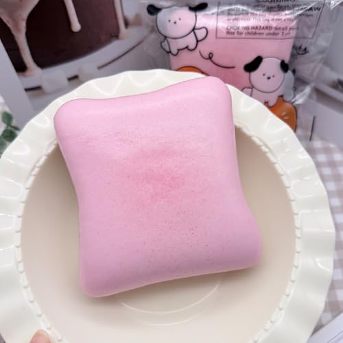 Bread Butter Squishy,Slow Rising Squishy，Stocking Stuffers,Stress Balls，Stress Relief & Fidget Toys for ADHD，Party Favor Gift (Pink)