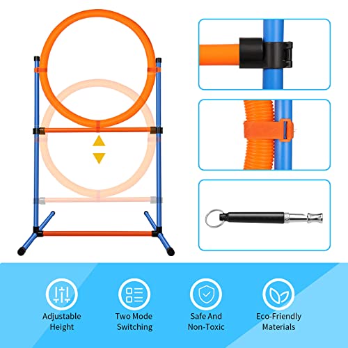 JMMPOO Agility Set Dogs, 65-Piece Agility Equipment for Dog Training Games with Dog Tunnel, Hurdles, 8 Slalom Poles, Jump Ring, 2 Tennis Ball Toys, Break Box, Treat Bag, Carry Bag