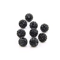 Nubstous 100Pcs Rhinestone Crystal Shamballa Beads Pave Disco Ball Clay Beads for Bracelet 10mm Black