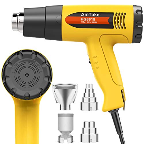 Heat Gun Variable Temperature, Amtake Professional Hot Air Gun 120°F - 1020°F (50℃~550℃) with 2 Fan Speed, 4 Nozzle Attachments for Crafts, Heat shrink tubing, Stripping Paint - Thumbnail 7