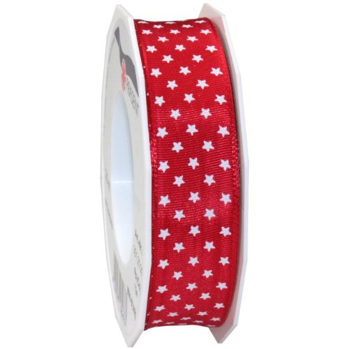 Morex Ribbon Wired Mini Star Ribbon, 1-Inch by 22-Yard, Red