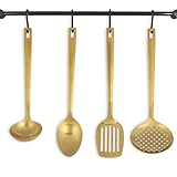 Matte Gold Serving Utensils, Stainless Steel Serving Utensils Include - Gold Ladle, Skimmer, Gold Spoon, Turner: Gold Serving Set, Gold Utensils