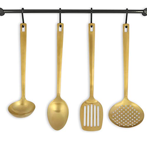Matte Gold Serving Utensils, Stainless Steel Serving Utensils Include - Gold Ladle, Skimmer, Gold Spoon, Turner: Gold Serving Set, Gold Utensils