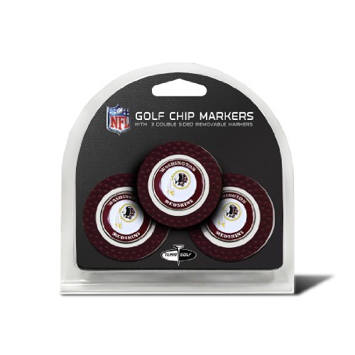Set of 3 Washington Redskins Poker Chips with removable Golf Ball Markers