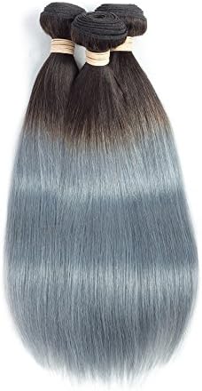 RED QUEEN Brazilian Straight Hair Bundles T1b/grey Ombre Grey Hair 3 Bundles Straight Hair Unprocessed 8A Virgin Human Hair 16 18 20 inch