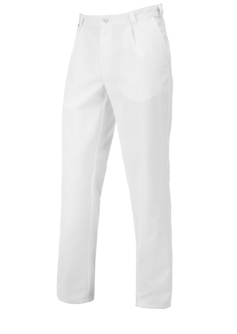 BP 1359-686-21-64n, Men's trousers, with pleats and pockets 230,00 g/m², fabric blend with stretch white, 47/48n