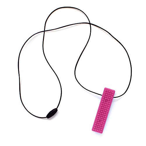 ARK's Brick Stick Textured Chew Necklace Made in The USA (Soft, for MILD Chewing ONLY, Please Read Description for More Options) - Magenta