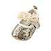 BENHERO Baby Infant Girls Soft Sole Floral Princess Mary Jane Shoes Prewalker Wedding Dress Shoes (13cm(14-22 Months), B-Gold)