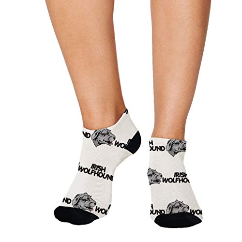 Irish Wolfhound Dog Breed Pattern #1 Unisex Adult Ankle Socks Crazy Novelty Socks Polyester & Polyester Blend