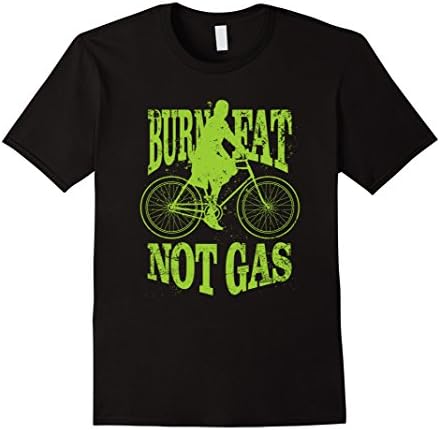 Men's Funny Mountain Biking Bicycle Cycling Shirt Burn Fat Not Gas Medium Black