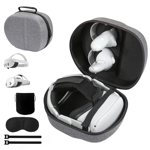 PFUTURE Hard Carrying Case for Meta Quest 3/3S/2, Vision Pro, Pico 4 – Fits Elite Strap & Battery Head Strap, with Lens Protector, Portable & Durable Storage Case, Black