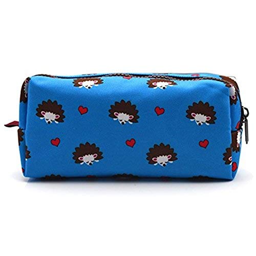 LParkin Hedgehog Large Capacity Canvas Pencil Case Pen Bag Pouch Stationary Case Makeup Cosmetic Bag Gadget Box