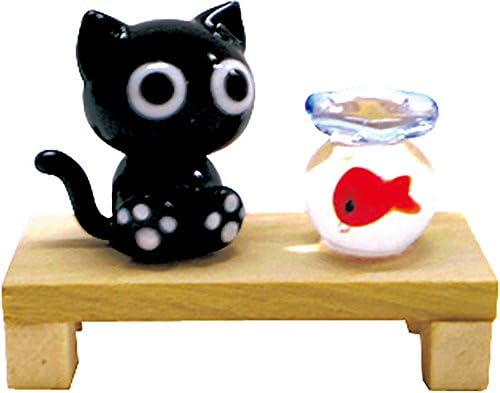 かわいい 手作り ガラス細工 縁台 Cyk1106 クロネコ 誕生日プレゼント