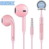 iPhone Headphones, 4PACK Woitech Premium Quality Earbuds Earphones with Mic & Remote Control Fully Compatible with iPhone SE 6 6s 6 Plus 6s Plus, iPhone 5s 5c 5, iPad /iPod （Rose Gold）