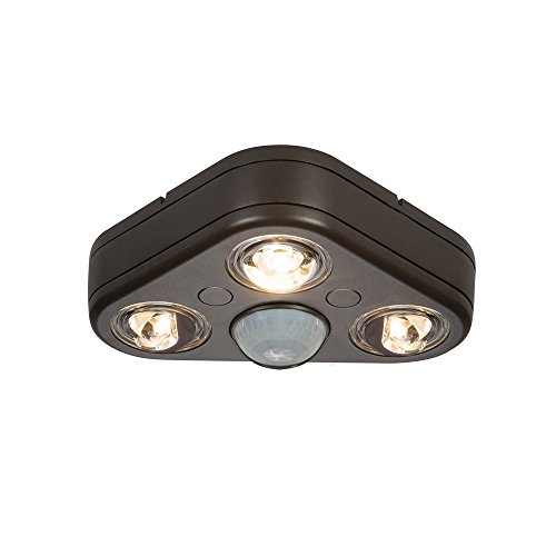 All-Pro REV32735M All-Pro Revolve Led Triple Head 270 Degree Motion Security Light, 2400 Lumens, Bronze, 3500K