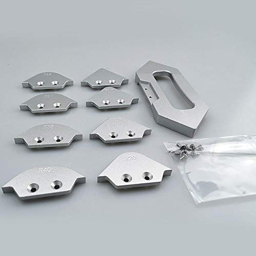 FOONEE 9pcs/Set Corner Radius Routing Templates, Aluminum Alloy Woodworking Jig Template,Corner Assistant Tool for Woodworking Routing,R5 R10 R15 R20 R25 R30 R35 R40, Silver - Thumbnail 5