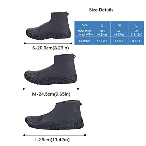 DoDoMagxanadu Silicone Shoe Covers Rain Boot Shoe Cover for Cycling, Outdoor, Camping Garden Waterproof Men Women and Kids Shoe Covers (Black, M)