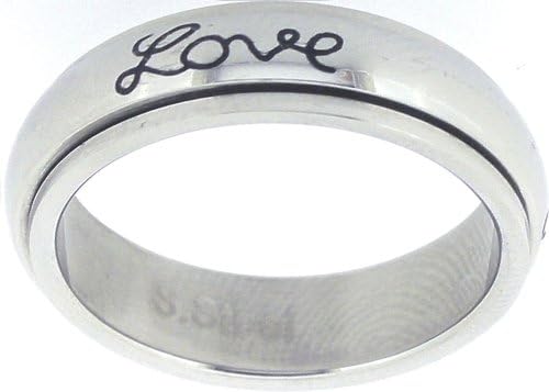 Solid Rock Jewelry STAINLESS STEEL "Faith, Hope, Love" CHRISTIAN BIBLE VERSE SPIN RING STYLE 321