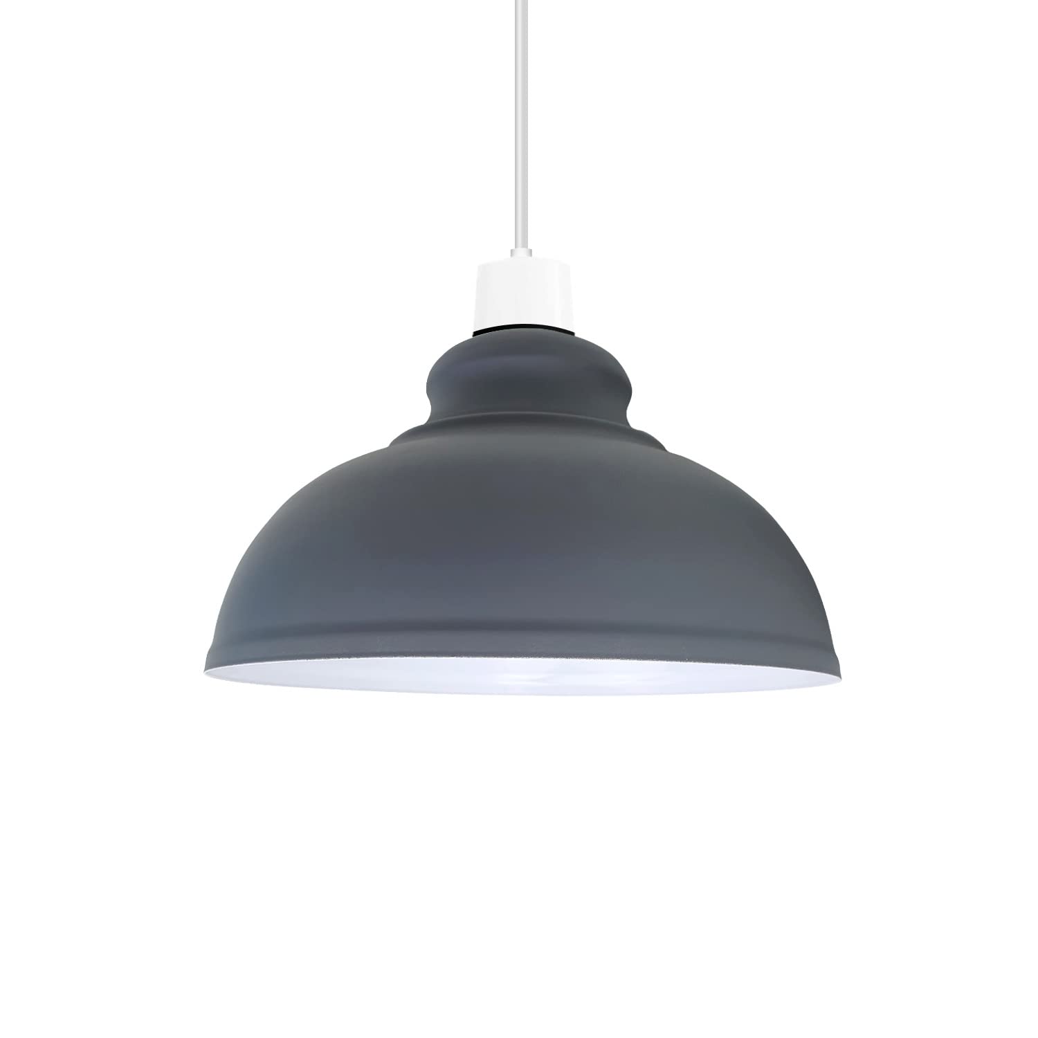 LEDSone Retro Ceiling Light Easy Fit Pendant Metal Shade, Modern Industrial Vintage Look Lamp Shade (Grey), LSCY29