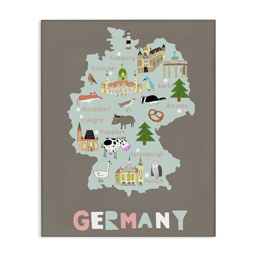 Stupell Industries Kid's Map of Germany Canvas Wall Art, design by Carla Daly,…