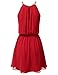 JJ Perfection Women's Sleeveless Double-Layered Pleated Mini Chiffon Dress RED S