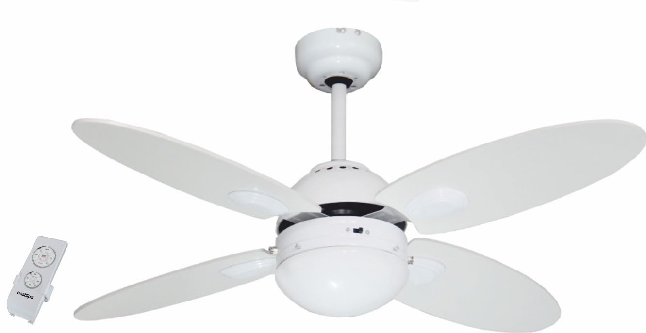 Bastilipo Bermeo Leather Ceiling Fan with Remote Control 105 x 41 cm White