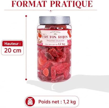Wonkandy Bonbons Fruits Rouges 1,2 kg – Délicieuses Gommes Tendres aux Saveurs de Fruits des Bois – Format Familial pour Fêtes, Anniversaires et Candy Bar