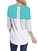 INWECH Women's Comfy Round Neck Triple Color Block Stripe T-Shirt 3/4 Sleeve Casual Blouse Tops Tunic