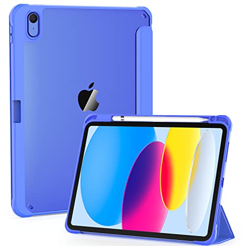 OKP Case for iPad 11-inch (A16) 2025, for 10.9'' iPad 10th Generation 2022, Lightweight iPad 11th/ 10 th Gen Protective Cover with Trifold Stand, Auto Wake/Sleep, Clear PC Back Shell, Paradise Blue