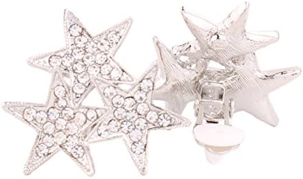 Nice Honey Fashion Personality Five-pointed Star Clip Earrings Non Piercing Full Rhinestone jewelry (silver plated)