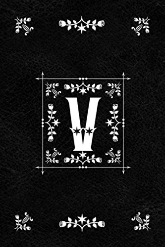 Scandinavian Design Floral Monogram Daily Journal Notebook - Letter V: Decorative Letter on Black Le by Spring Hill Stationery