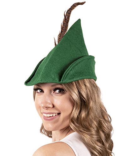 Narwhal Novelties Green Felt Robin Hood Hat with Removable Feather, One Size, Unisex