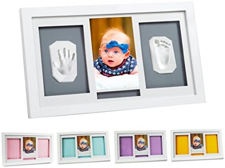 Deluxe Handprint and Footprint Photo Frame Kit for Boys and Girls - Unique Baby Shower Gift for Registry