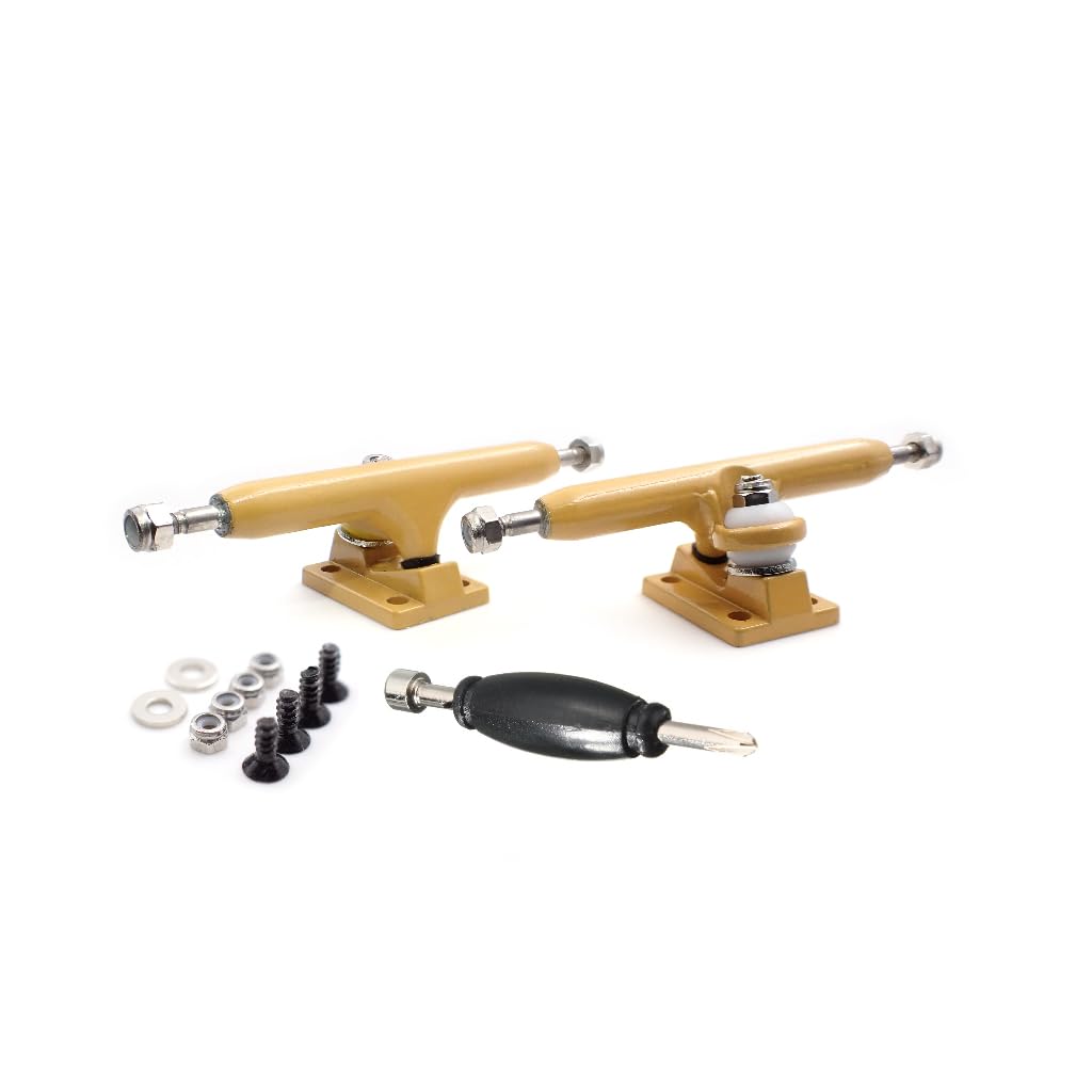 SPITBOARDS 34 mm Fingerboard Pro Trucks by, Real Lock Nuts, Rubber O-Ring Urethane Bushings, Optimised Hanger, Width 34 mm, for Fingerboard Tuning & Assembling (Yellow)