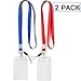 YOUOWO 2 Pack Blue Red Lanyard with Vertical ID Badge Holder,Neck Office Lanyards with Clip,for id Card Holder, id Badges Name Tag Card Holders