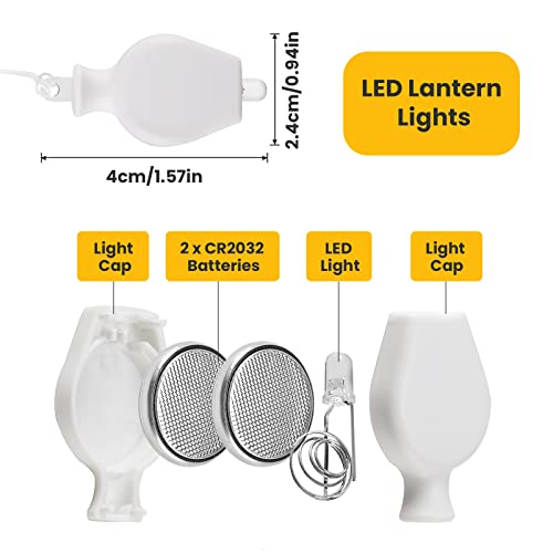 Yizhet Paper Lantern Lights, 12 x Balloon Light, Warm White | Flicker-Free Hanging Rope Replaceable Battery Operated Waterproof for Paper Lanterns, Wedding, Birthday, Party