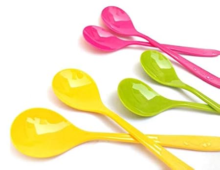 MAGENTA Food Grade Plastic Premium Quality Multi Color Spoon Set of 12 Piece