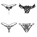 Nightaste Women's Black Charming Thong Lingerie Lace G-String T-Back Panties(4 Styles/Pack)